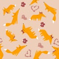 Vector seamless pattern with foxes