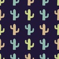Vector seamless pattern with cute colorful cactuses