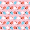 Vector seamless pattern of cute colorful strawberry in row.