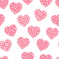 Vector seamless pattern with cute decorated hearts. Repeating background with Saint ValentineÃ¢â¬â¢s day symbols. Playful February Royalty Free Stock Photo