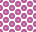 Vector seamless pattern with cute donuts.