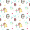Vector seamless pattern with cute Easter animals Royalty Free Stock Photo