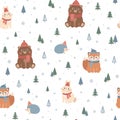 Vector seamless pattern with cute forest animals Royalty Free Stock Photo