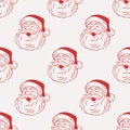 Vector Seamless Pattern with Cute Funny Smiling Santa Claus Head. Design Template for Holiday Merry Christmas, Happy New Royalty Free Stock Photo