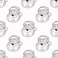 Vector Seamless Pattern with Cute Funny Smiling Santa Claus Head. Design Template for Holiday Merry Christmas, Happy New Royalty Free Stock Photo