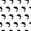 Vector seamless pattern with cute jumping dolphins monochrome Royalty Free Stock Photo