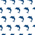 Vector seamless pattern with cute jumping dolphins monochrome Royalty Free Stock Photo