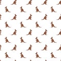 Vector seamless pattern of cute kangaroo on white background. Royalty Free Stock Photo