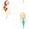 Vector seamless pattern with cute little fairy tale girls, mythical creatures Royalty Free Stock Photo