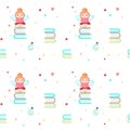 Vector seamless pattern with cute little fairies Royalty Free Stock Photo