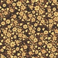 Vector seamless pattern. Cute pattern in small flower and hearts. Brown background. Ditsy floral background. The elegant Royalty Free Stock Photo