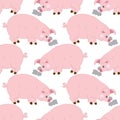 Vector Seamless Pattern with Cute Pigs. Vector Baby Pig. Pig Seamless Pattern Vector Illustration. Royalty Free Stock Photo
