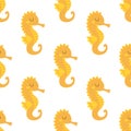 Seamless pattern with seahorse in cartoon style Royalty Free Stock Photo