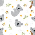 Vector seamless pattern Cute smiling koala