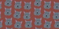 Vector seamless pattern with cute terrier dog faces. Dog pattern on brown background.