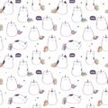 Vector seamless pattern with cute unicorn cat or caticorn