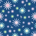 Vector seamless pattern on dark blue with flowers. Background for Wallpaper, textile, plastic and web design