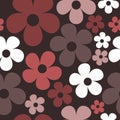 Vector Seamless Pattern Dark Burgundy Hippie Floral