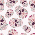 Vector seamless pattern with Day of the Dead skulls