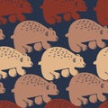 Vector seamless pattern design of abstract nordic bears silhouettes in lines Royalty Free Stock Photo