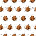 Vector seamless pattern with devil poop emoji. Royalty Free Stock Photo