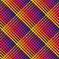 Vector seamless pattern. Diagonal cross lines in rainbow colors. 80-90`s style