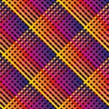 Vector seamless pattern. Diagonal cross lines in rainbow colors. 80-90`s style