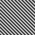 Vector seamless pattern. Diagonal stripes with divided circles texture. Black-and-white background. Abstract monochrome design. Royalty Free Stock Photo