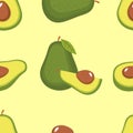 Vector seamless pattern with avocado halves.