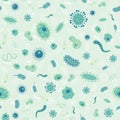 Vector seamless pattern with different bacteria, virus, cells, germs or epidemic bacillus Royalty Free Stock Photo