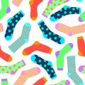 Vector seamless pattern of different colorful socks