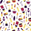 Vector Seamless Pattern with Different Doodle Cosmetic Elements