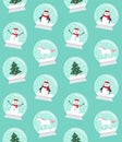 Vector seamless pattern of different snowballs