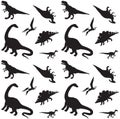 Vector seamless pattern of dinosaurs silhouette