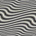 Vector seamless pattern with distorted grid. Black and white abstract background Royalty Free Stock Photo