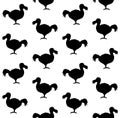 Vector seamless pattern of dodo bird silhouette