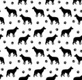 Vector seamless pattern of dog silhouette and paw Royalty Free Stock Photo