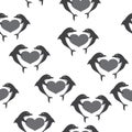 Vector seamless pattern with dolphins and hearts silhouettes on white background Royalty Free Stock Photo