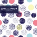 Vector seamless pattern with doodle circles randomly distributed. Illustration wallpaper.