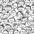 Vector seamless pattern. Doodle. Face in stress