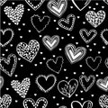 Vector seamless pattern with doodle hearts