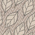 Vector seamless pattern with doodle leaves