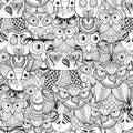 Vector Seamless Pattern with Doodle owls