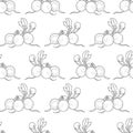 Vector seamless pattern with doodle radish; hand drawing radish.