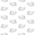 Vector seamless pattern of doodle sketch snail Royalty Free Stock Photo