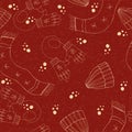 Vector Seamless pattern with doodle winter clothing hats, scarf, gloves Royalty Free Stock Photo