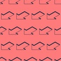 Vector seamless pattern of down arrows on a red background. Isometric illustration Royalty Free Stock Photo