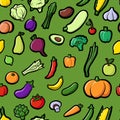 Vector seamless pattern with drawing vegetables Royalty Free Stock Photo