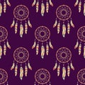 Vector seamless pattern with dream catchers