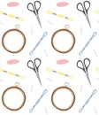 Vector seamless pattern of embroidery accessories